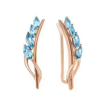 Золотые серьги с топазами природными