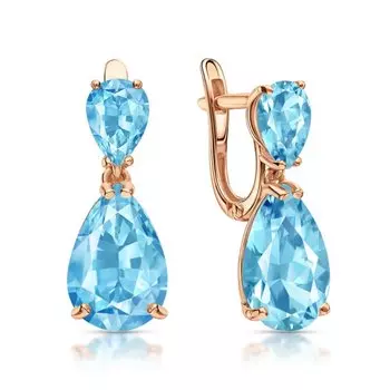 Золотые серьги с топазами природными