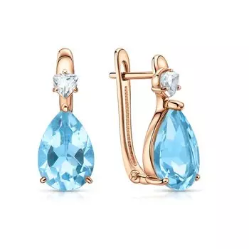 Золотые серьги с топазами природными