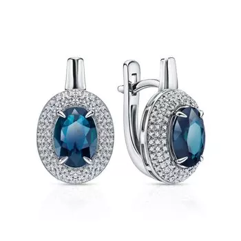 Золотые серьги с топазом и бриллиантами