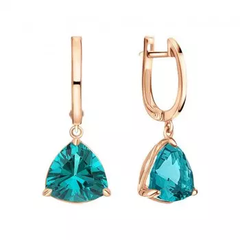 Золотые серьги с турмалинами параиба