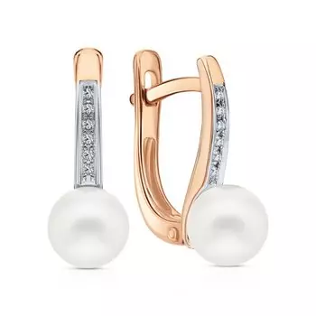 Золотые серьги с жемчугами и бриллиантами