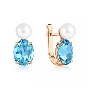 Золотые серьги с жемчугами и топазами