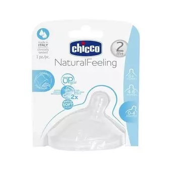 Chicco Natural Feeling Соска силиконовая с флексорами 2+ средний поток 2 шт