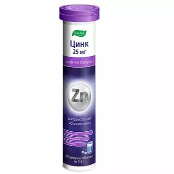 Эвалар Цинк 25 мг таблетки шипучие Манго 20 шт