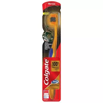 Colgate 360 Суперчистота всей полости рта Зубная щетка золотая с древесным углем Мягкая щетина