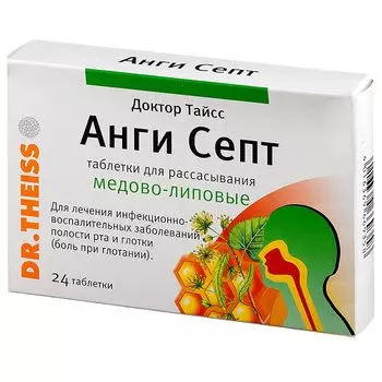 Доктор Тайсс Анги Септ таблетки для рассасывания Мед-Липа 24 шт