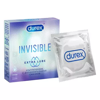 Durex Invisible Extra lube Презервативы ультратонкие с дополнительной смазкой 3 шт