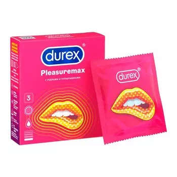 Durex Pleasuremax Презервативы с ребрами и пупырышками 3 шт
