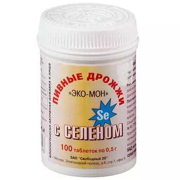 Эко-Мон Дрожжи пивные с селеном таблетки 100 шт