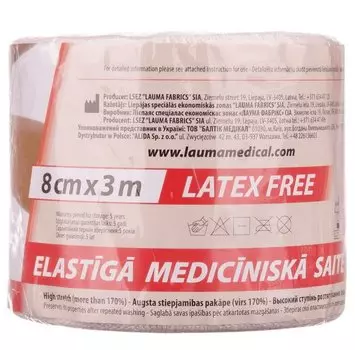 Lauma Бинт медицинский эластичный компрессионный высокой растяжимости 3 м х 8 см 1 шт