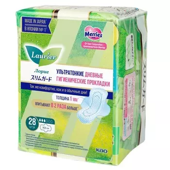 Laurier Прокладки гигиенические ультратонкие с крылышками 20,5 см 28 шт