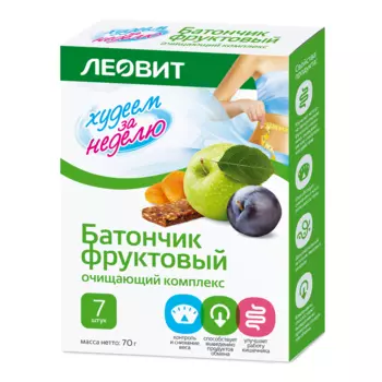 Леовит Худеем за неделю Батончик фруктовый Очищающий комплекс 7 шт