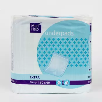 MedHelp Extra Пеленки впитывающие одноразовые для взрослых 60 см х 60 см 30 шт