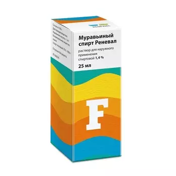 Муравьиный спирт Реневал 1,4% раствор спиртовой для наружного применения 25 мл