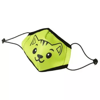 PL Маска для лица многоразовая неопреновая для детей зеленая Котенок 1 шт