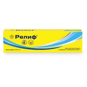 Релиф 2,5 мг/г мазь для ректального и наружного применения 28,4 г