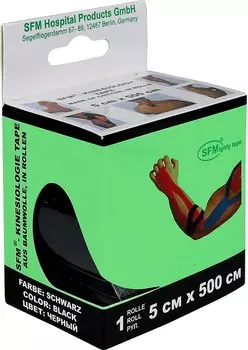 СФМ Пластер Лента кинезиологическая на хл.основе 5*500 см 1 шт черная