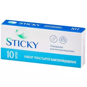 Sticky Пластырь бактерицидный невидимый 2,5 см х 5,6 см 10 шт