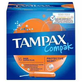 Tampax Compak Тампоны гигиенические с аппликатором Super plus 16 шт