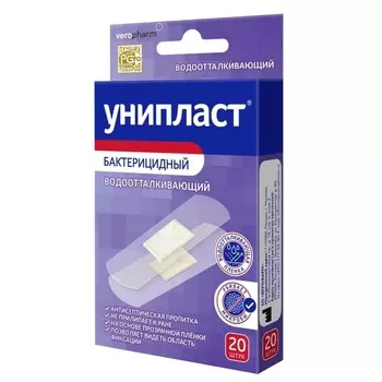 Унипласт Лейкопластырь бактерицидный прозрачный 1,9 cv х 7,2 см 20 шт