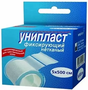 Унипласт Лейкопластырь фиксирующий на нетканой основе 5 см х 500 см 1 шт