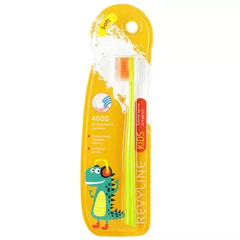 Детская зубная щетка Revyline Kids S4800 салатовая - оранжевая, Soft