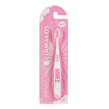 Детская зубная щетка Revyline LamaKids, от 3 до 12 лет, розовая