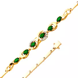 Браслет из красного золота с изумрудами и бриллиантами 10-234-01 18.5