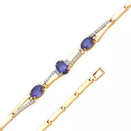 Браслет из золота с сапфирами и бриллиантами 10-173-02 17.0