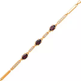 Браслет Гранат, Фианит (безразм)