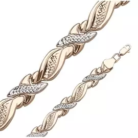 Браслет из красного и белого золота с алмазной огранкой А 023047