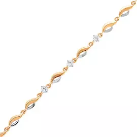 Браслет из красного и белого золота с фианитами 41-1572-10-01