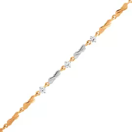 Браслет из красного и белого золота с фианитами 41-1573-10-01