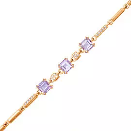 Браслет из красного золота с аметистами и фианитами 41-0879-11-07