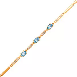 Браслет из красного золота с топазами swiss и фианитами 41-0881-11-10