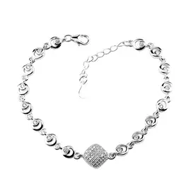 Браслет из серебра с фианитами с родированием И4-008-23-01