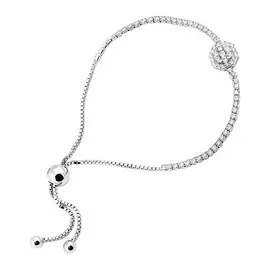 Браслет из серебра с фианитами с родированием SB0021001