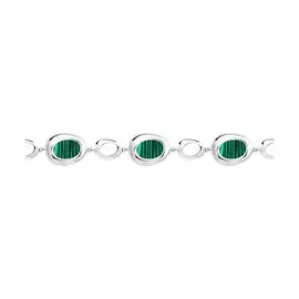 Браслет из серебра с малахитом с родированием 83050016