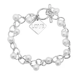 Браслет из серебра с жемчугом культами И4-1498-23-06