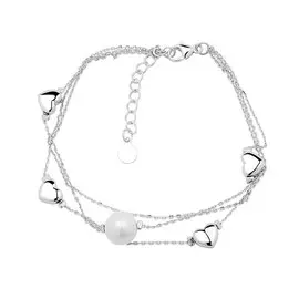 Браслет из серебра с жемчугом культом с родированием И4-1494-23-06