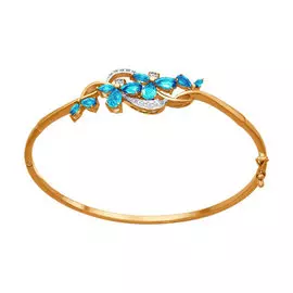 Браслет из красного золота с топазами и фианитами 750073 17.5