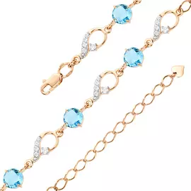 Браслет из красного золота с топазами и шпинелем 8616-4