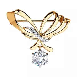 Брошь из красного золота с фианитами Swarovski 81040007