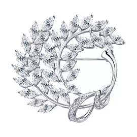 Брошь из серебра с фианитами 94-140-00486-1