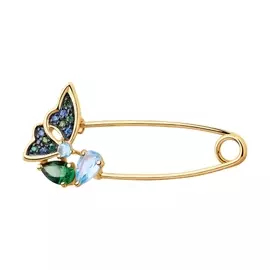 Брошь из золота с топазами и фианитами 740275