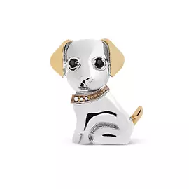 Брошь из серебра с фианитами с родированием Бр-059