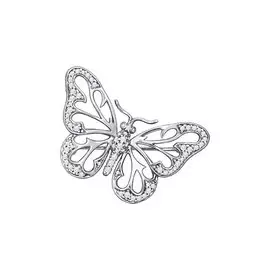 Брошь из серебра с фианитами с родированием 94040027