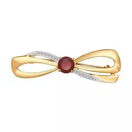 Брошь из красного золота с гранатами и фианитами 740142