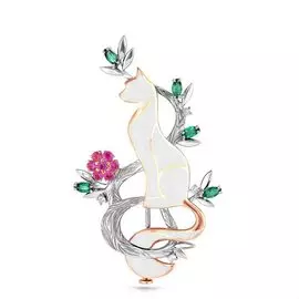 Брошь из красного и белого золота 5-0017 №9-12 5-0017 №9-12